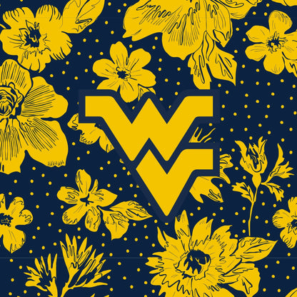 Collegiate Plush XL Throw Blanket-Navy/Gold Rain Garden with West Virginia University Logo-Image 3-Vera Bradley