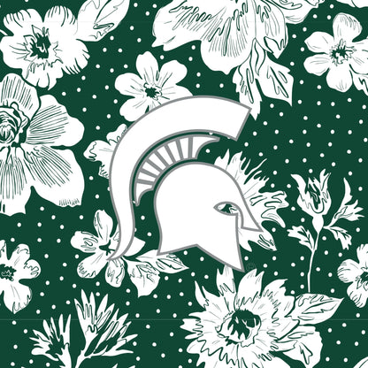 Tervis 24oz Wide Mouth Bottle-Dk Green/White Rain Garden with Michigan State University-Image 2-Vera Bradley