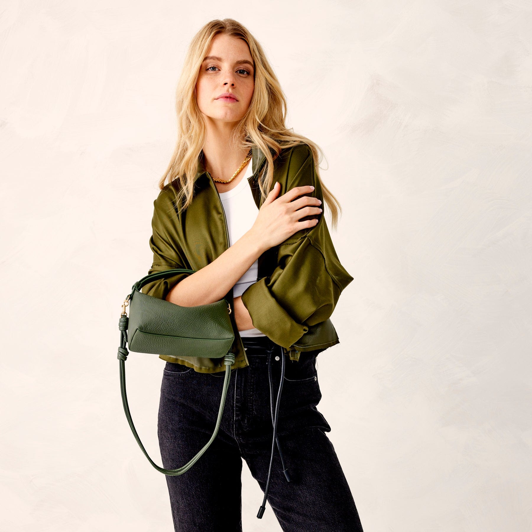 Roxbury Crescent Crossbody-Bronze Green-Image 3-Vera Bradley