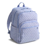 Quilted light blue backpack on a white background