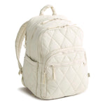 Quilted white backpack on a white background