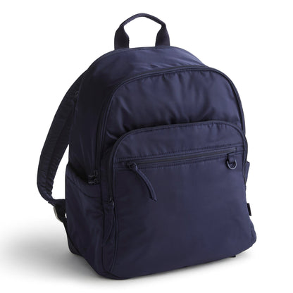 Navy blue backpack on a white background