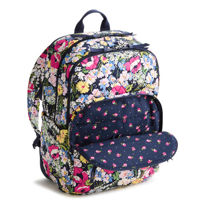 Floral patterned backpack on a white background